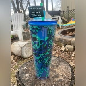 Starbucks 2022 Holiday Blue Green ‘Berry Corsage‎ Color Change’ Tumbler NWT